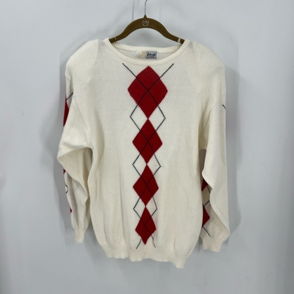 Pringle of Scotland, vintage, argyle print, cotton sweater L
